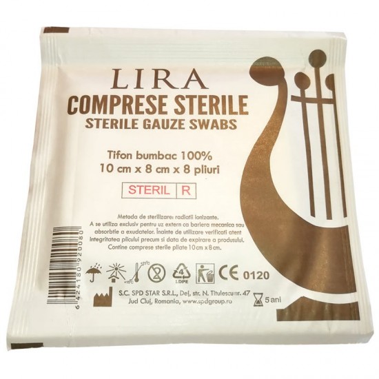 Comprese sterile tifon 10x10cm, 4 comprese pliate